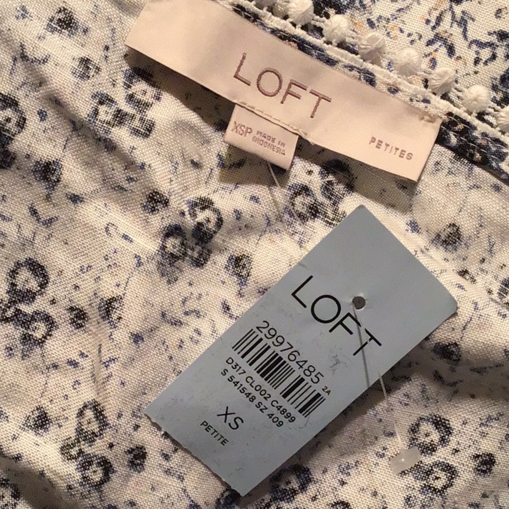 LOFT Blue Floral Spaghetti Strap Dress - Picture 4 of 8